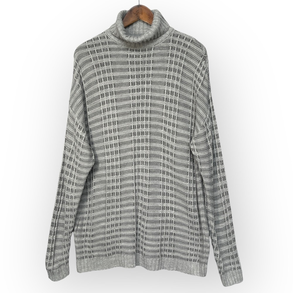ASOS Gray Plaid Knit Turtleneck Long Sleeve Sweater Women's Medium Casual